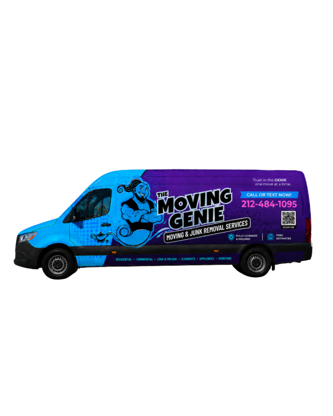 The Moving Genie branded moving van