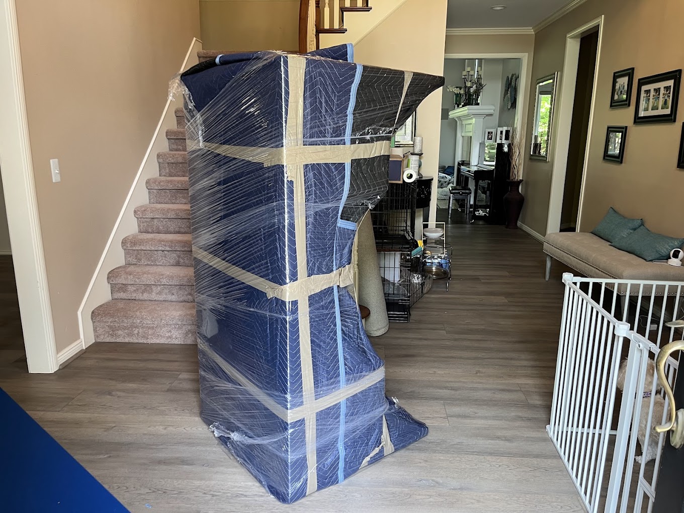 Furniture professionally blanket-wrapped for a Detroit move